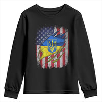 Ukrainian Americans Pride Youth Sweatshirt Vintage Ukraine USA Flag