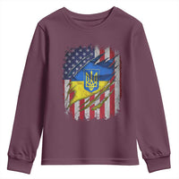 Ukrainian Americans Pride Youth Sweatshirt Vintage Ukraine USA Flag