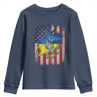 Ukrainian Americans Pride Youth Sweatshirt Vintage Ukraine USA Flag