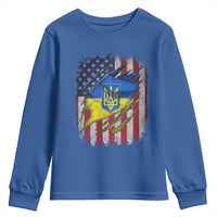 Ukrainian Americans Pride Youth Sweatshirt Vintage Ukraine USA Flag