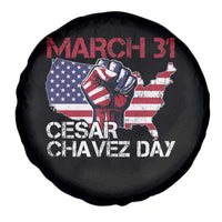 Cesar Chavez Day Spare Tire Cover March 31 Hand Fist American Flag