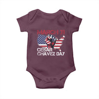 Cesar Chavez Day Baby Onesie March 31 Hand Fist American Flag