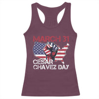 Cesar Chavez Day Racerback Tank Top March 31 Hand Fist American Flag