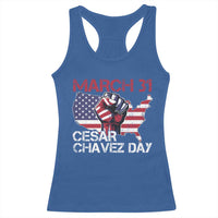 Cesar Chavez Day Racerback Tank Top March 31 Hand Fist American Flag