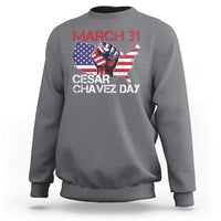 Cesar Chavez Day Sweatshirt March 31 Hand Fist American Flag