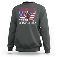 Cesar Chavez Day Sweatshirt March 31 Hand Fist American Flag