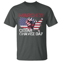 Cesar Chavez Day T Shirt March 31 Hand Fist American Flag