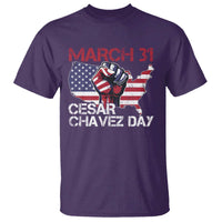 Cesar Chavez Day T Shirt March 31 Hand Fist American Flag