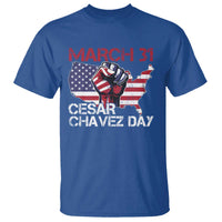 Cesar Chavez Day T Shirt March 31 Hand Fist American Flag