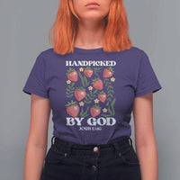 Handpicked By God T Shirt For Women Religious Christian Bible Verse Strawberries