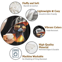 Funny Oriole Bird Wearing Baseball Cap Graphic Vintage Sport Throw Blanket