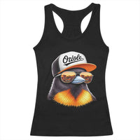 Funny Oriole Bird Wearing Baseball Cap Graphic Vintage Sport Racerback Tank Top