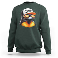 Funny Oriole Bird Wearing Baseball Cap Graphic Vintage Sport Sweatshirt