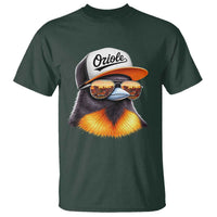 Funny Oriole Bird Wearing Baseball Cap Graphic Vintage Sport T Shirt