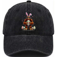 Funny Bigfoot Easter Day Bunny Sasquatch Egg Washed Cotton Baseball Cap