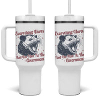 Everything Hurts And I Am Mad At The Government Tumbler With Handle Funny Burnout Possum