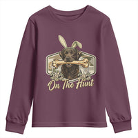 Funny Egg Hunter Youth Sweatshirt On The Hunt Camo Easter Labrador Dog