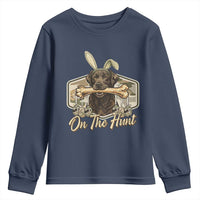 Funny Egg Hunter Youth Sweatshirt On The Hunt Camo Easter Labrador Dog