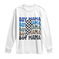 Funny Boy Mama Long Sleeve Shirt Mother's Day Checkered Lightning Bolt