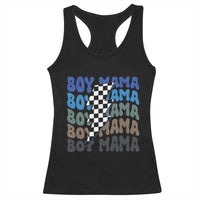 Funny Boy Mama Racerback Tank Top Mother's Day Checkered Lightning Bolt
