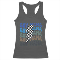 Funny Boy Mama Racerback Tank Top Mother's Day Checkered Lightning Bolt