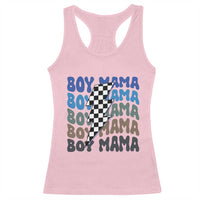 Funny Boy Mama Racerback Tank Top Mother's Day Checkered Lightning Bolt