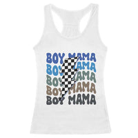 Funny Boy Mama Racerback Tank Top Mother's Day Checkered Lightning Bolt