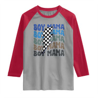 Funny Boy Mama Raglan Shirt Mother's Day Checkered Lightning Bolt