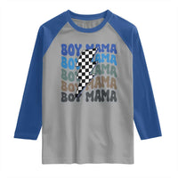 Funny Boy Mama Raglan Shirt Mother's Day Checkered Lightning Bolt