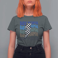 Funny Boy Mama T Shirt For Women Mother's Day Checkered Lightning Bolt