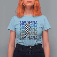 Funny Boy Mama T Shirt For Women Mother's Day Checkered Lightning Bolt