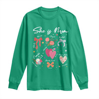 Mama Christian Religious Long Sleeve Shirt She Is Mom Mother's Day Jesus Flowers Bow