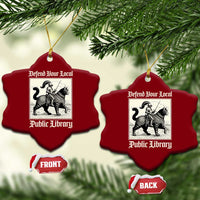 Defend Your Local Public Library Ceramic Ornament Knight Cat for Fantasy Book Lovers