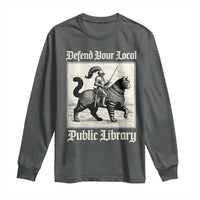 Defend Your Local Public Library Long Sleeve Shirt Knight Cat for Fantasy Book Lovers
