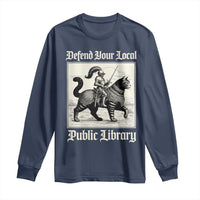 Defend Your Local Public Library Long Sleeve Shirt Knight Cat for Fantasy Book Lovers