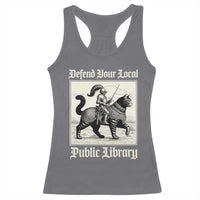 Defend Your Local Public Library Racerback Tank Top Knight Cat for Fantasy Book Lovers