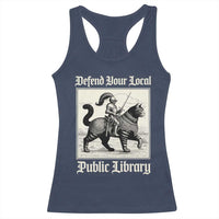 Defend Your Local Public Library Racerback Tank Top Knight Cat for Fantasy Book Lovers