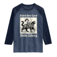Defend Your Local Public Library Raglan Shirt Knight Cat for Fantasy Book Lovers