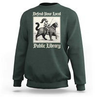 Defend Your Local Public Library Sweatshirt Knight Cat for Fantasy Book Lovers