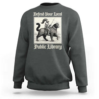 Defend Your Local Public Library Sweatshirt Knight Cat for Fantasy Book Lovers