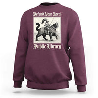 Defend Your Local Public Library Sweatshirt Knight Cat for Fantasy Book Lovers