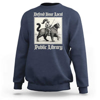 Defend Your Local Public Library Sweatshirt Knight Cat for Fantasy Book Lovers