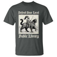 Defend Your Local Public Library T Shirt Knight Cat for Fantasy Book Lovers
