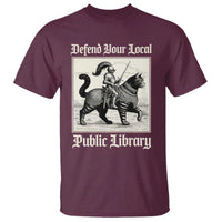 Defend Your Local Public Library T Shirt Knight Cat for Fantasy Book Lovers