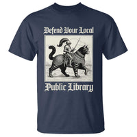 Defend Your Local Public Library T Shirt Knight Cat for Fantasy Book Lovers