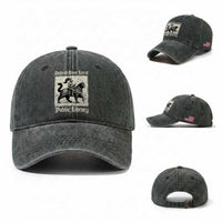 Defend Your Local Public Library Washed Cotton Baseball Cap Knight Cat for Fantasy Book Lovers