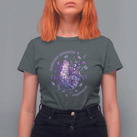 Alzheimer Supporter T Shirt For Women Alzheimer Awareness Hope For A Cure Flower - Wonder Print Shop