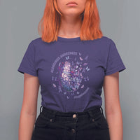 Alzheimer Supporter T Shirt For Women Alzheimer Awareness Hope For A Cure Flower - Wonder Print Shop
