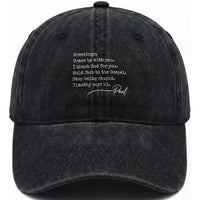 Greetings Grace Be with You I Thank God for You Hold Fast Washed Cotton Baseball Cap Christian Pauline Greetings