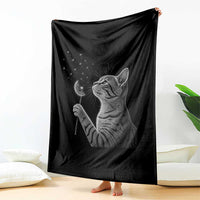 Cat Blowing Dandelion Throw Blanket Kitten Making A Wish Nature Art